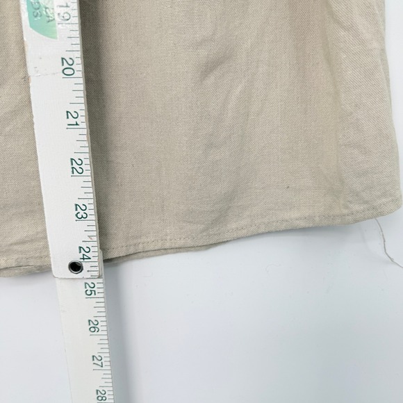 Linen Blend Button Front Skirt Womens XS Beige Paperbag Waist Minimalist Indie - Picture 6 of 7